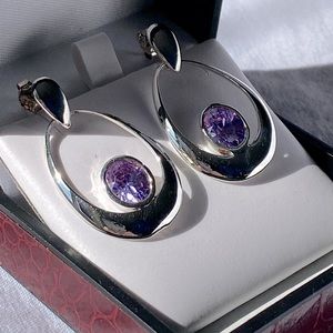 Silver 925 Earrings with purple stone